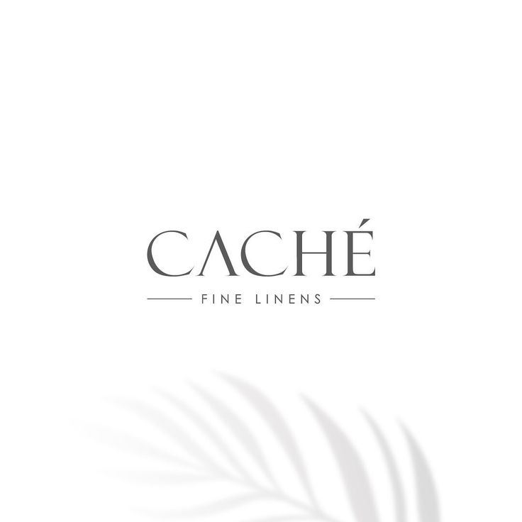 the logo for cache fine linens is shown on a white background with palm leaves