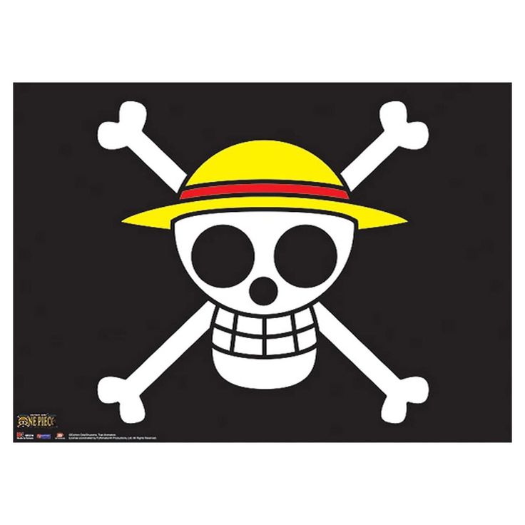 a skull wearing a yellow hat with cross bones