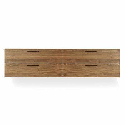 the sideboard is made from wood and has two drawers, one with handles on each side