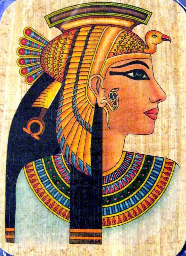 an egyptian painting on wood depicting the face of queen nefere and her bird