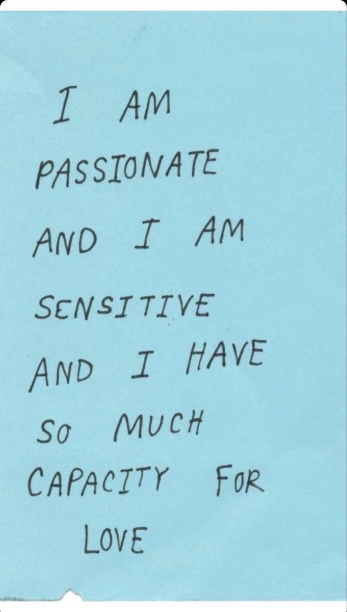 a piece of paper with writing on it that says i am passionateate and i am sensitive