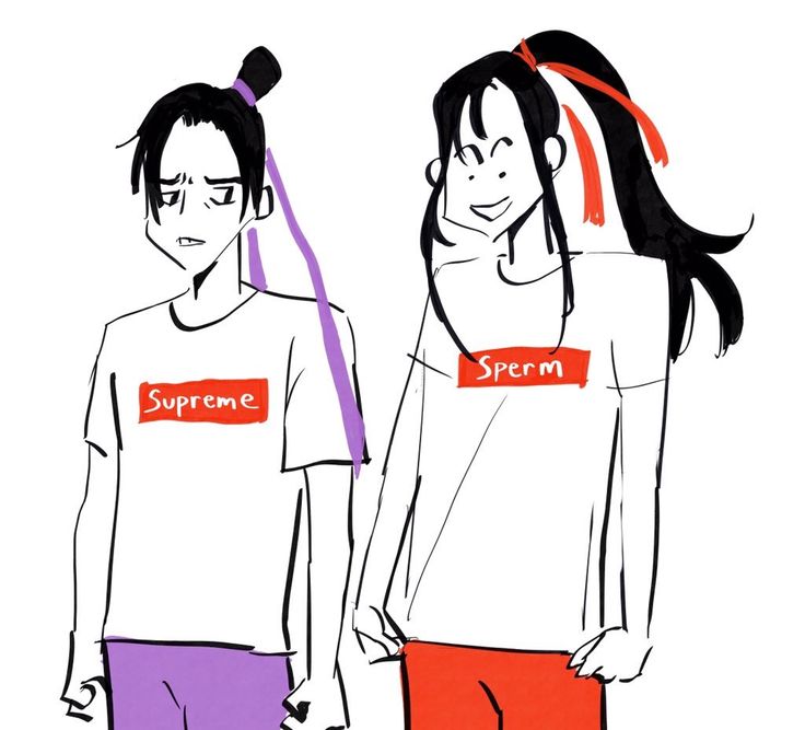 two people standing next to each other with the words supreme on them