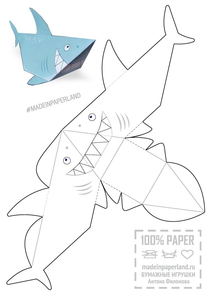 the paper shark is cut out and ready to be used as an origami model