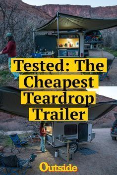 an advertisement for the cheapest teardrop trailer