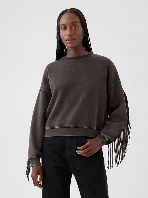 Vintage Soft Wedge Crewneck Fringe Sweatshirt Fringe Sweatshirt, Vintage Soft, Sweatshirt Crewneck, Friends Fashion, Fringe Trim, Winter Wardrobe, Pullover Sweatshirt, Gap