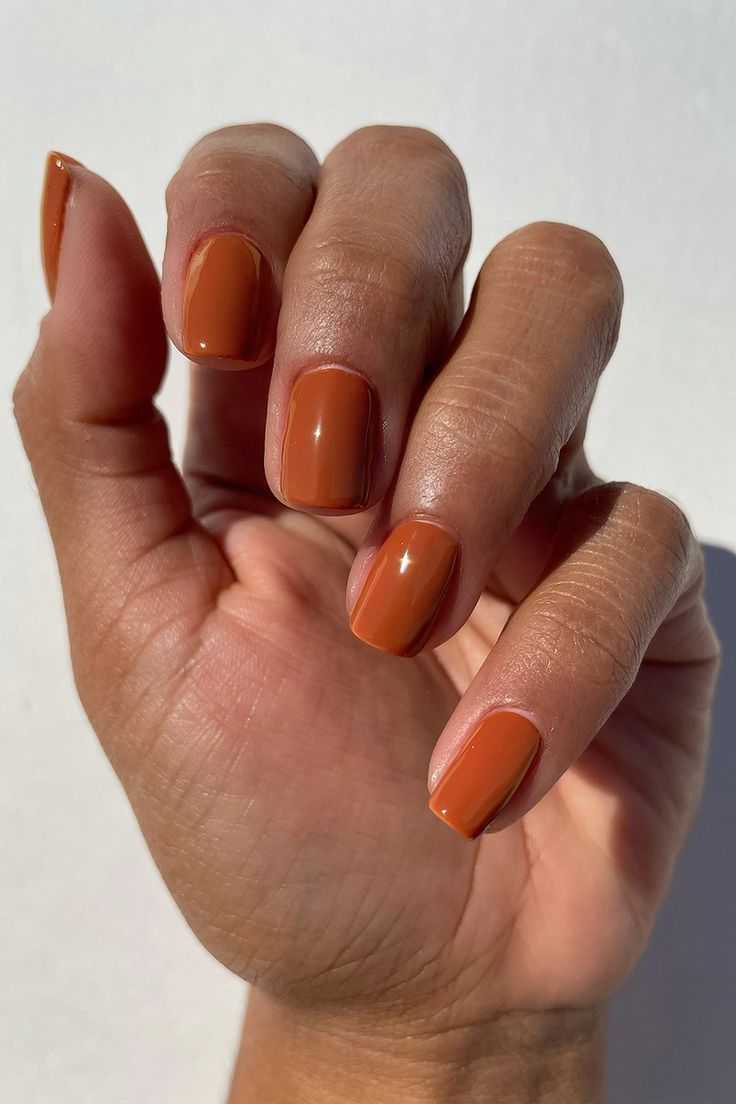 Short Fall Nail Designs, Short Fall Nail, Short Red Nails, Orange Nail Polish, Plain Nails, Nail Swag, Kawaii Nails, Orange Nails, Minimalist Nails