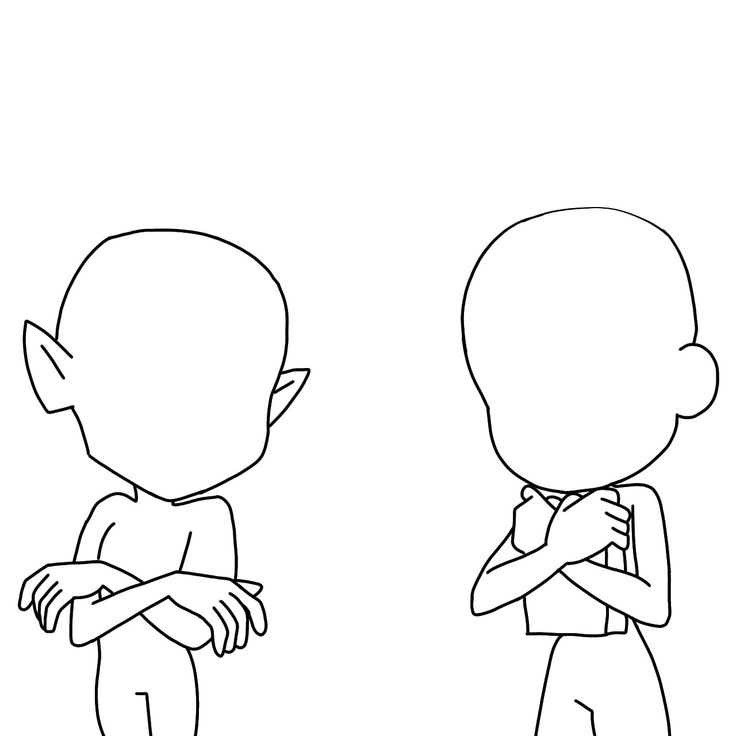 two cartoon characters standing next to each other with their arms folded in front of them