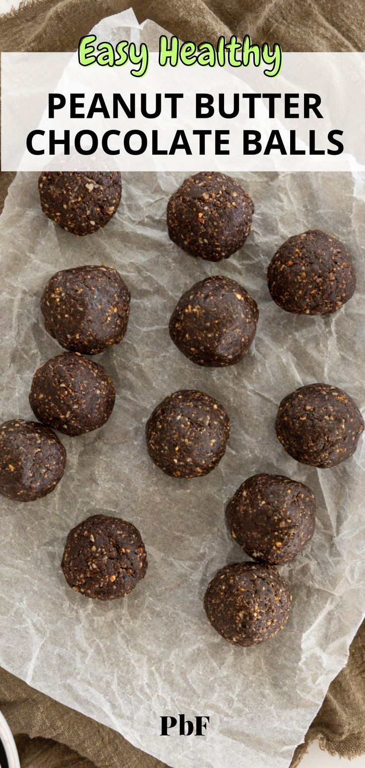 chocolate balls laid out with text "easy healthy peanut butter chocolate balls" Peanut Butter Energy Balls Recipe, Peanut Butter Chocolate Balls, Powder Peanut Butter, Free From Recipes, Eating Protein, Peanut Butter Energy Balls, Date Balls, Peanut Butter Balls Recipe, Vegan Snack Recipes