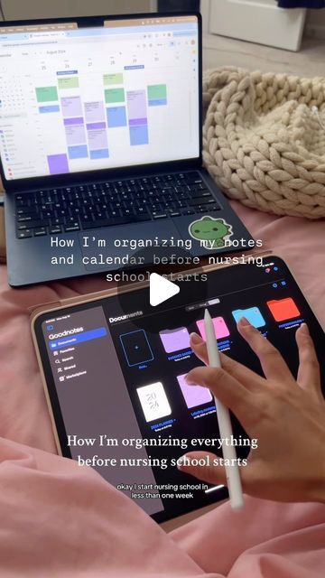 a person using a laptop computer on top of a pink bed with text overlay