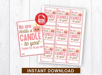 printable candy bar labels for birthdays and other party favors with the text, no one holds a candle to you