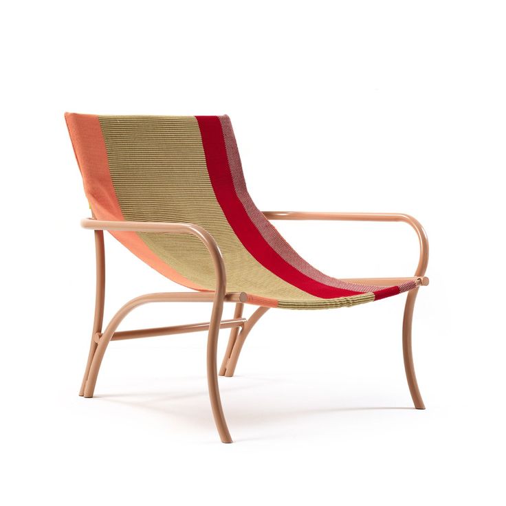 a chair that is made out of wood and fabric