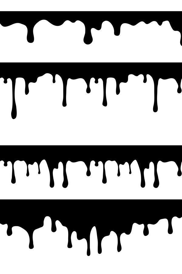 four black and white dripping paint lines