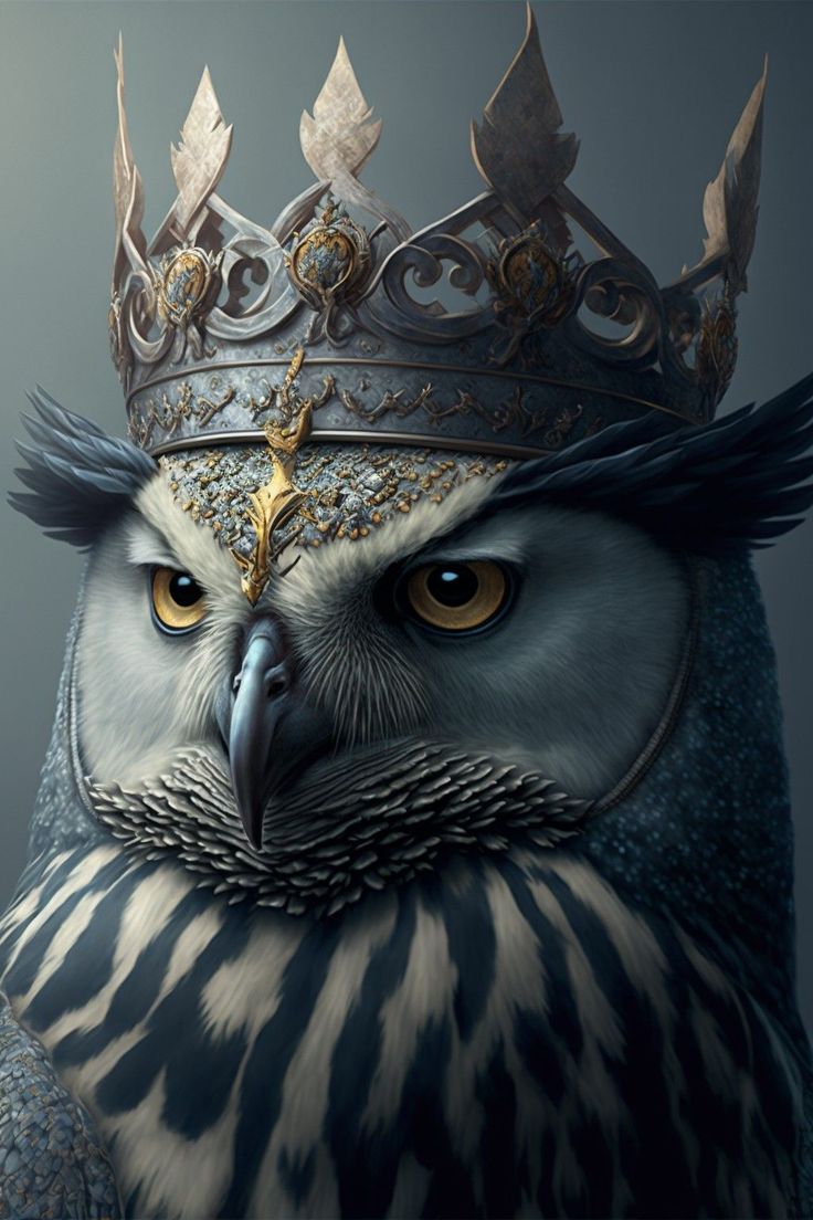 an owl with a crown on its head