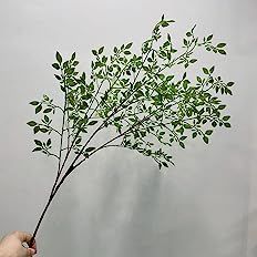 Amazon.com: PRTECY 3pcs Artificial Plant Leaves Bunches 41.7 Inch Nandina Artificial Greenery Stems Plants Branches Faux Green Bushes Shrubs for Vase Bouquets Wedding Floral Arrangement : Home & Kitchen Vase With Branches, Faux Branches, Artificial Greenery, Flower Vase Arrangements, Bouquets Wedding, Artificial Leaf, Floral Arrangements Wedding, Wedding Flower Arrangements, Fake Plants