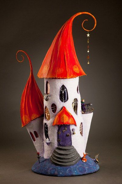 an image of a castle made out of clay and paper mache with the words pin it on it