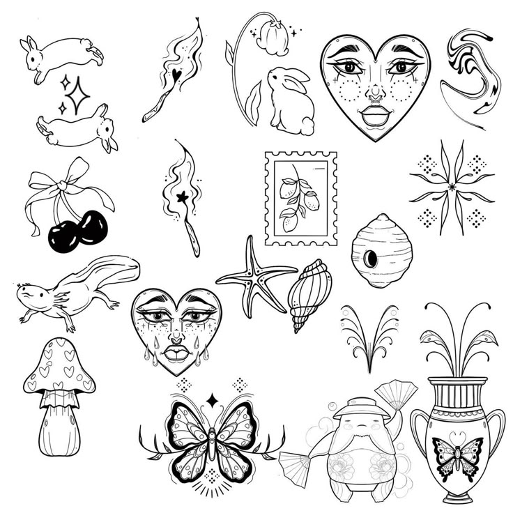 an image of tattoo designs on white paper