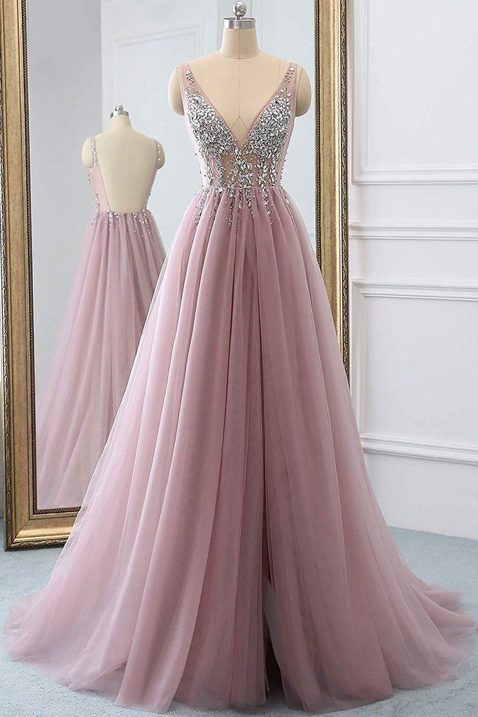 Beaded Bodice Prom Dress, Graduation Dresses Long, Crystal Prom Dress, Senior Prom Dresses, V Neck Prom Dresses, Graduation Dresses, Prom Dresses Sleeveless, Backless Prom Dresses, Beauty Dress