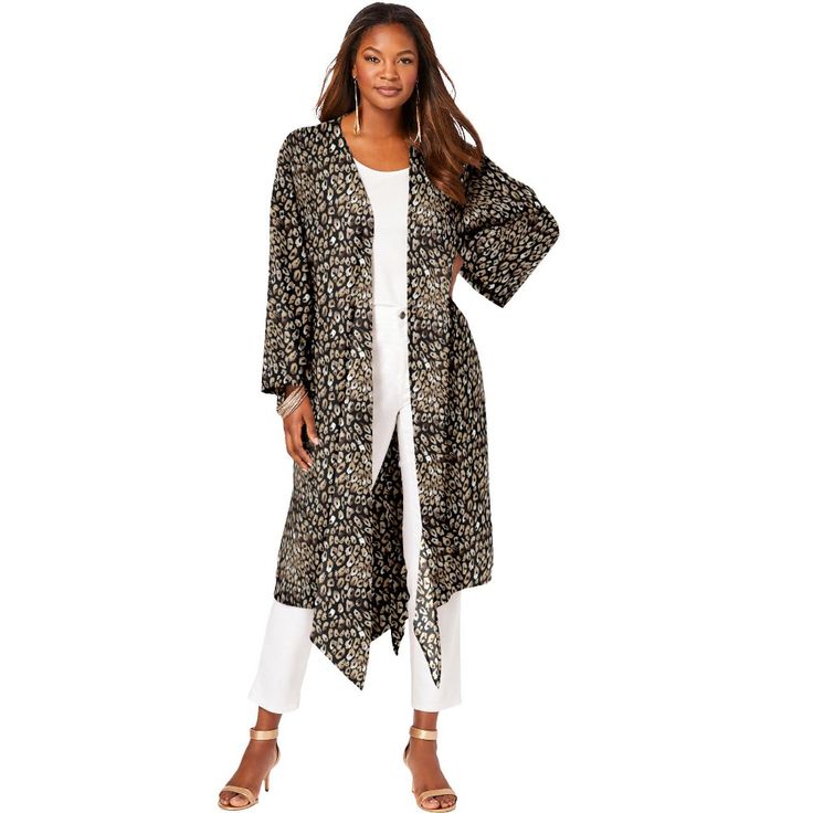 This effortless, soft Duster jacket goes to great lengths for standout style with a handkerchief hem and a flowy silhouette. Natural Watercolor, Plus Size Jackets, Hanky Hem, Duster Jacket, Current Fashion, Great Lengths, Handkerchief Hem, Current Fashion Trends, Kimono Jacket