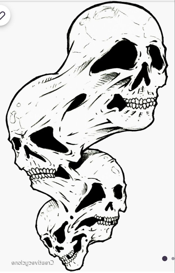 two skulls are shown in black and white, with one skull on the left side