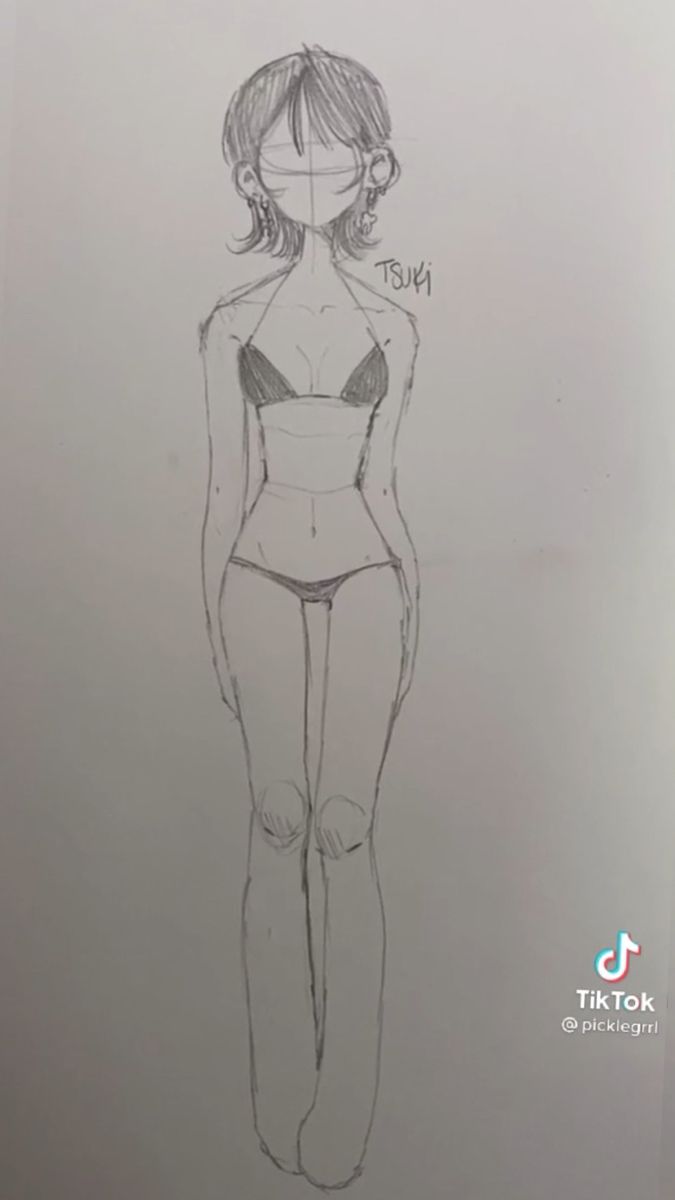 a drawing of a woman in a bathing suit