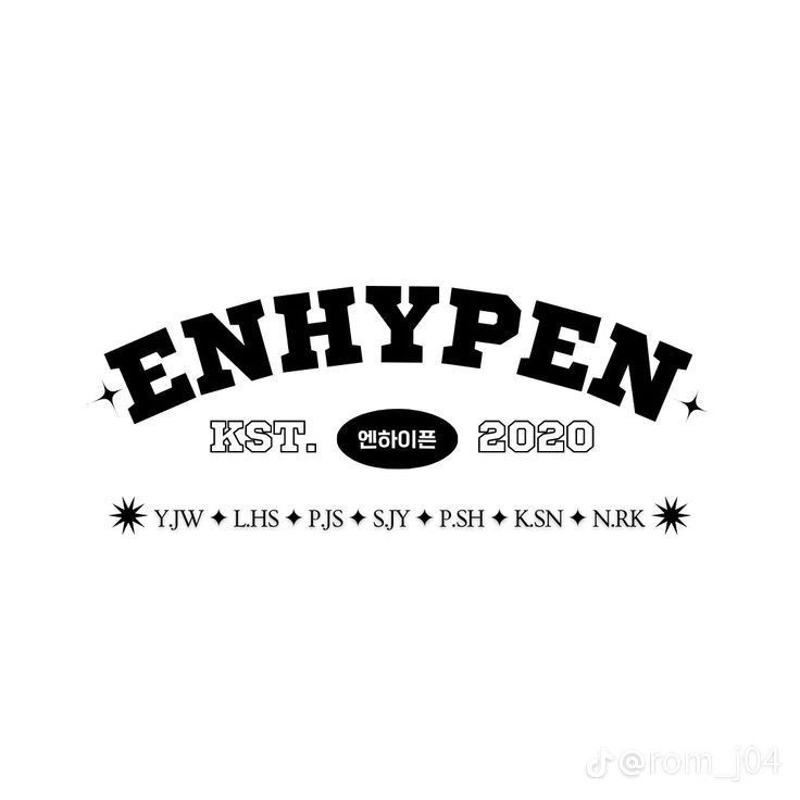 the logo for enhypen is shown in black and white