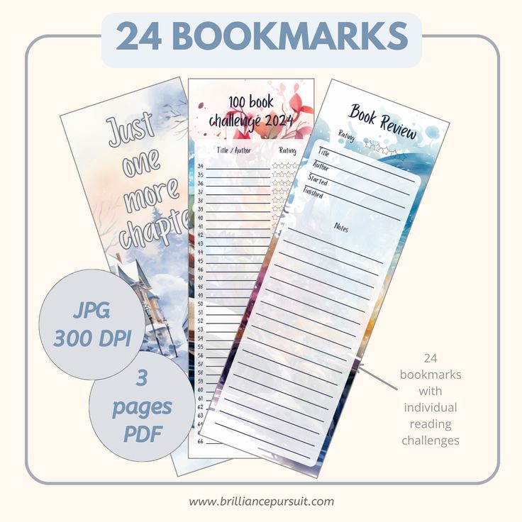 watercolor clipart bookmarks reading challenges 52 Book Challenge, 100 Book Challenge, Digital Bookmark, Bookmark Printable, Reading Bookmarks, Printable Bookmarks, Watercolor Bookmarks, Watercolor Pictures, Book Challenge