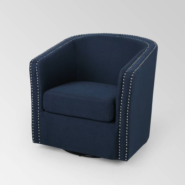 a blue chair with white stitching on it