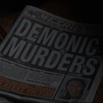 a news paper with the words demonic murders on it