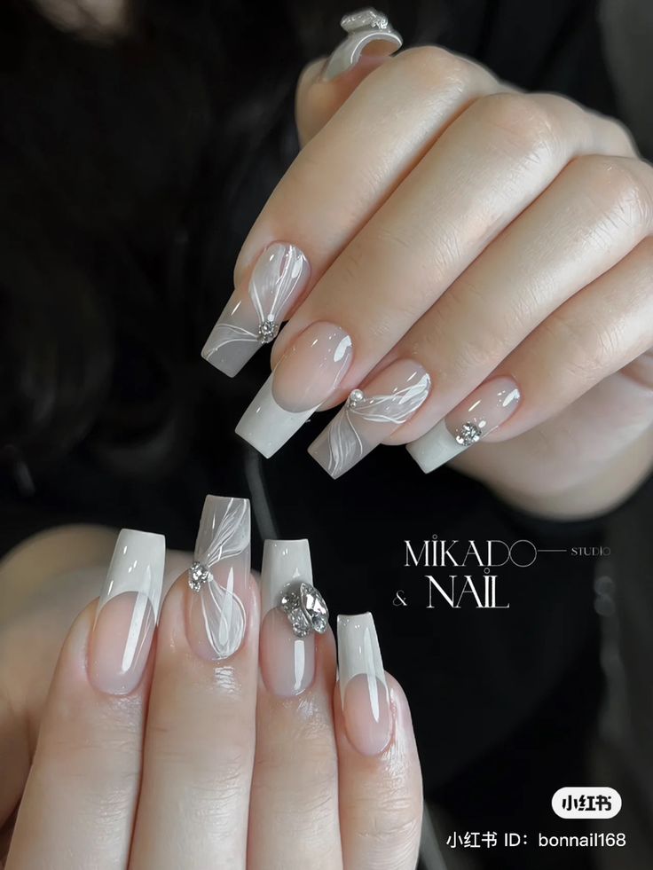 Nail From Thang, Nail Thang, Nail Sang, Mau Nail Co Dau, Korean Crystal Nails, Mau Nail Mong Nhon, Classy Nail Designs, Fantasy Nails, Bride Nails