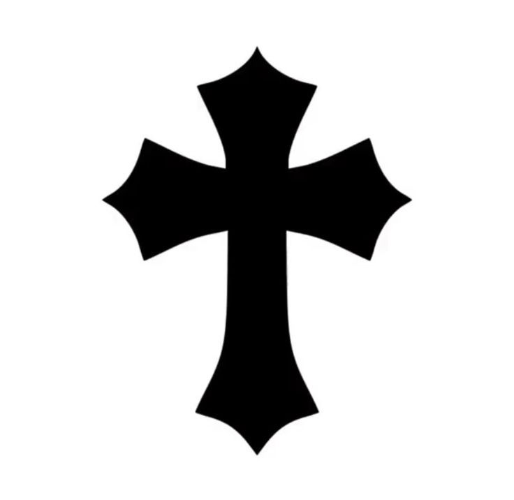 a black and white cross on a white background