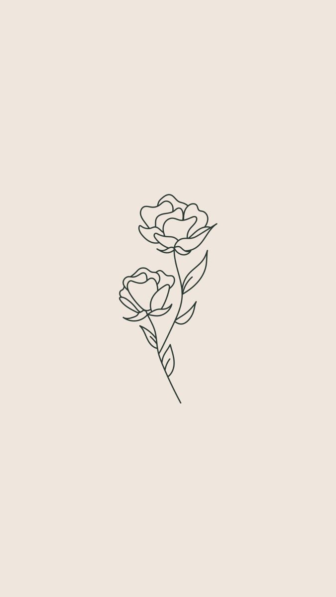 a single line drawing of flowers on a beige background