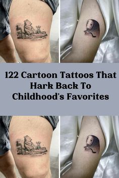 tattoos that have been placed on the legs of children's favorite characters, including winnie the pooh