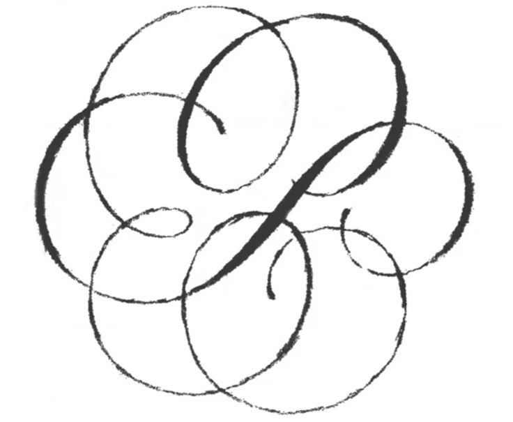 the letter g is made up of circles and swirls, vintage line drawing or engraving