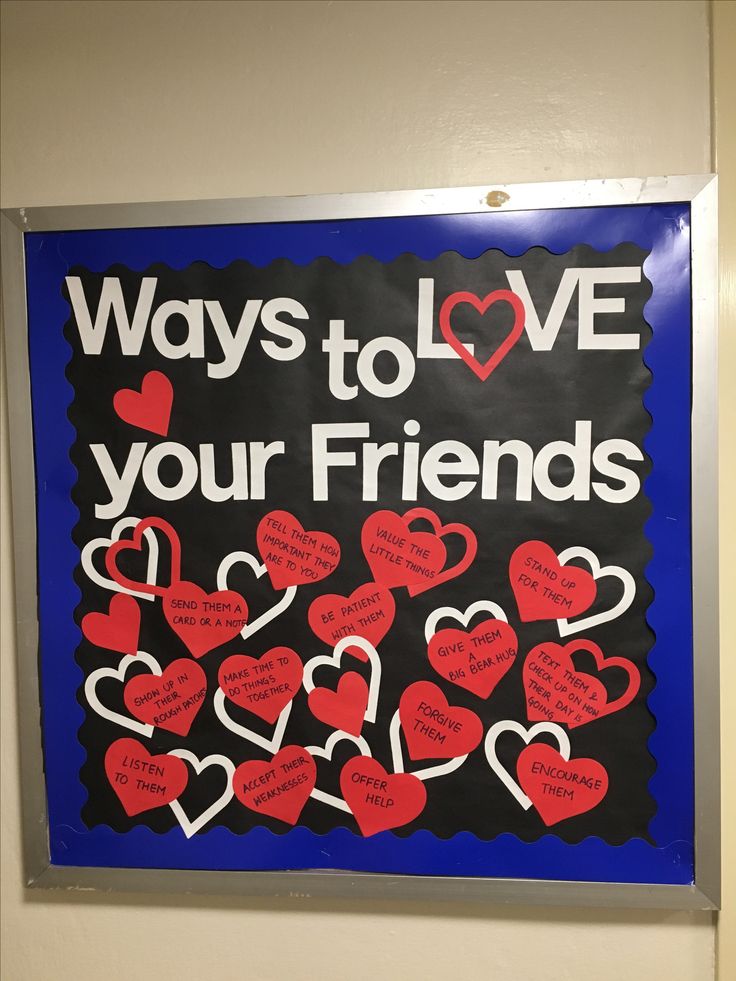 a sign that says, ways to love your friends with hearts and scribbles