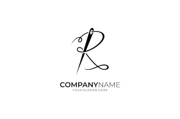 the letter r is made up of scissors and threads logo design template stock illustration