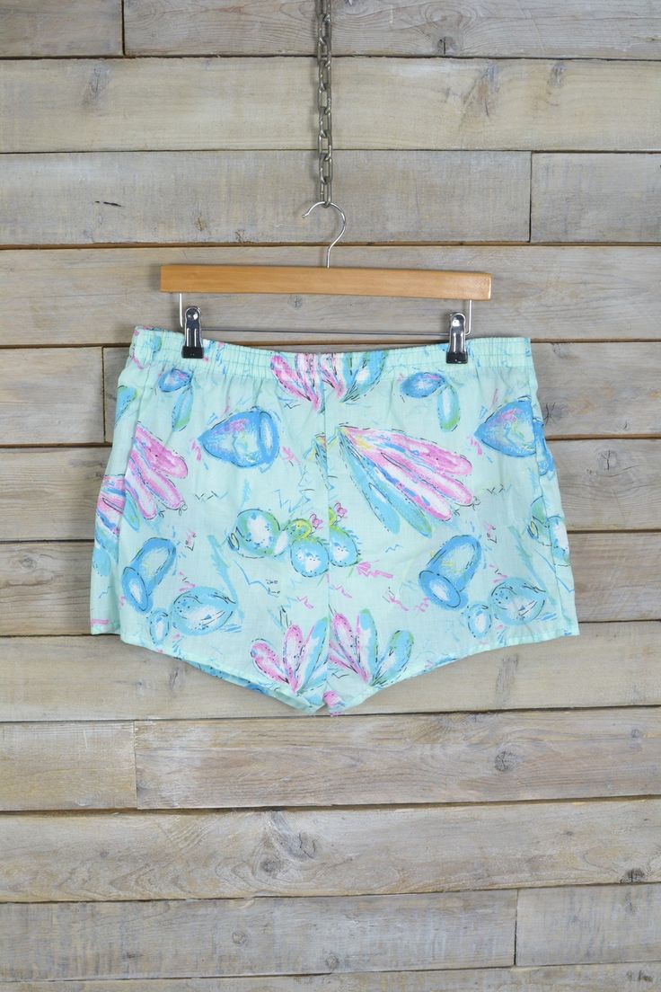 Disco Shorts, Large Hat, Cyan Blue, Waist Measurement, Square Pattern, Vintage Shorts, Skorts, Sport Shorts, Abstract Pattern