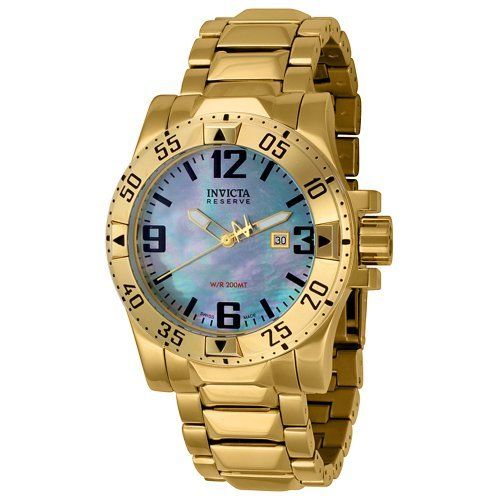 Invicta Men's 6244 Reserve Collection 18k Gold-Plated Stainless Steel Watch Invicta. $189.99. Save 81%! Black Hour, Mens Outdoor Clothing, Crown Gold, Shower Shoes, Dove Men, Watches Unique, Dive Watches, Steel Watch, Stainless Steel Watch