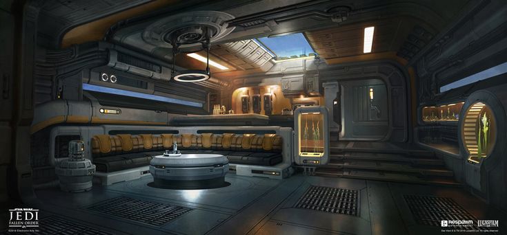 the interior of a sci - fi space station