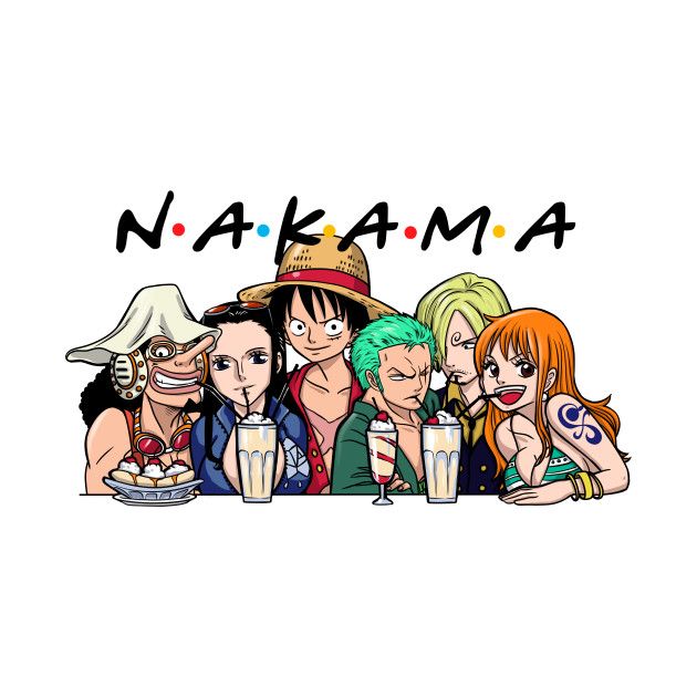 some cartoon characters sitting at a table with drinks in front of them and the words naruta on it