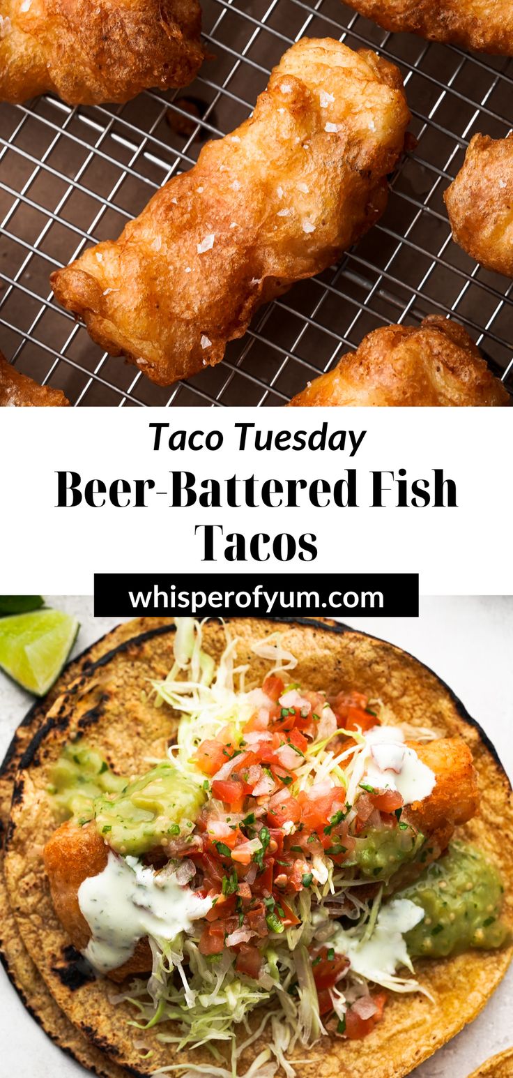 taco tuesday beer - battered fish tacos