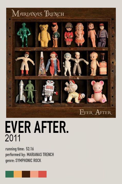 there are many different toy figures in the shelf with text over it that says, ever after 2011