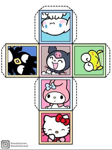 an origami box with hello kitty and other cartoon characters