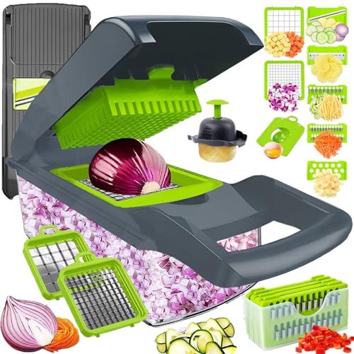 the vegetable slicer is open and ready to be used for cutting onions, carrots, celery