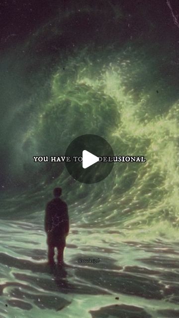 a man standing in the middle of a large wave with words on it that say you have to delibeoral