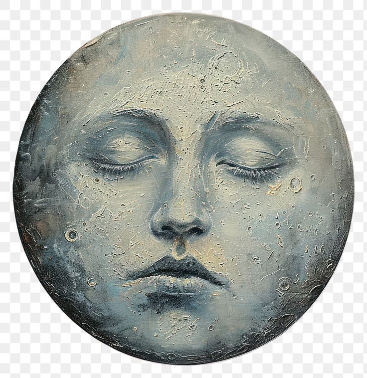 the face of a moon with eyes closed