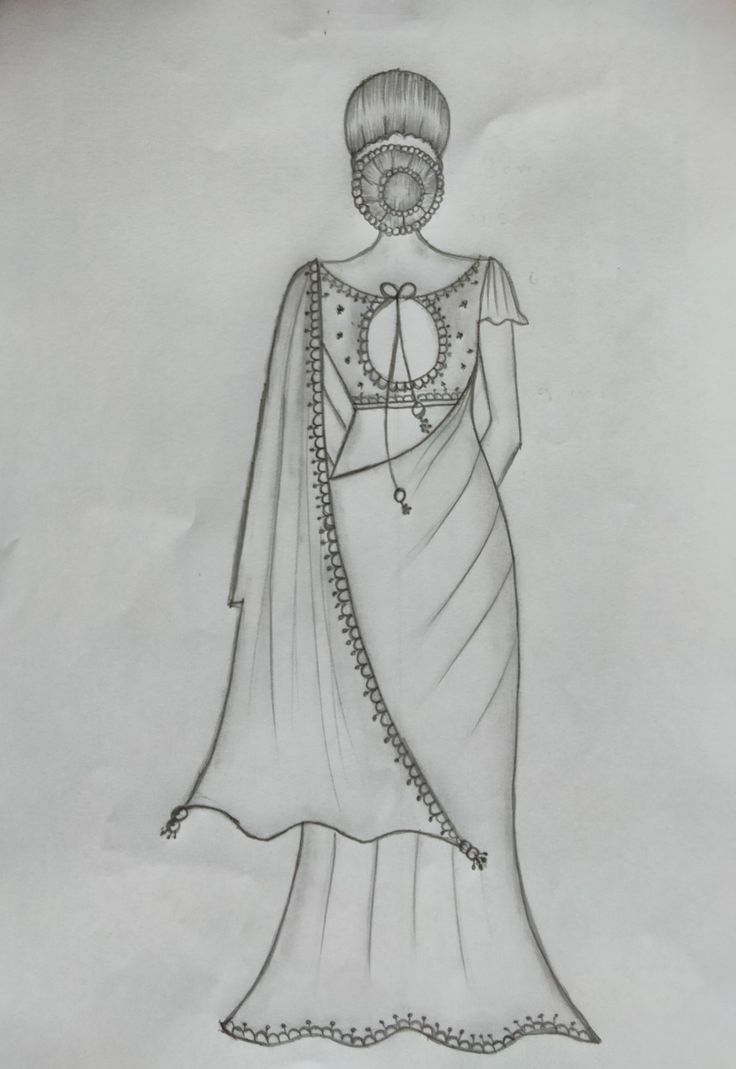 a drawing of a woman in a dress