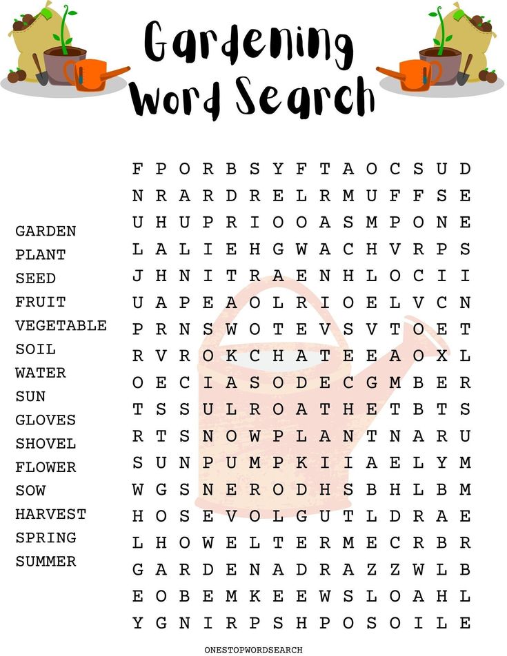 the garden word search is shown in this image