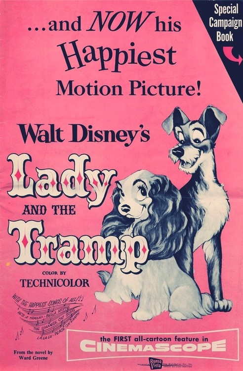 an old movie poster for lady and the tramp