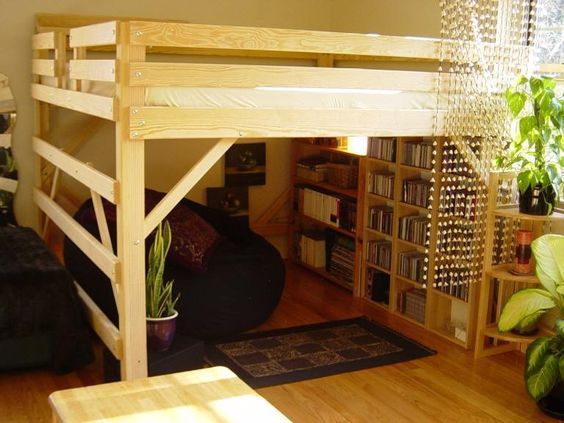 there is a loft bed in the living room