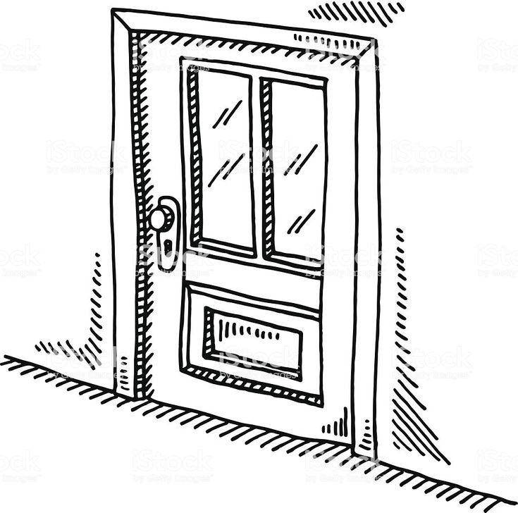 an open door with a handle on the side and a window in the middle, hand drawn